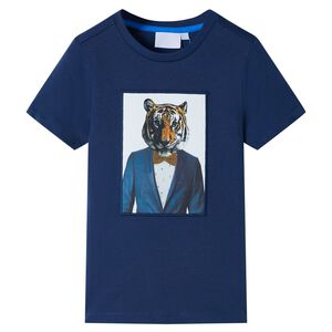 vidaXL Maglietta da Bambino a Maniche Corte Blu Scuro 128