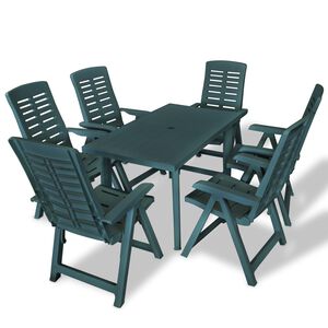 vidaXL Set da Pranzo da Giardino 7 pz in Plastica Verde