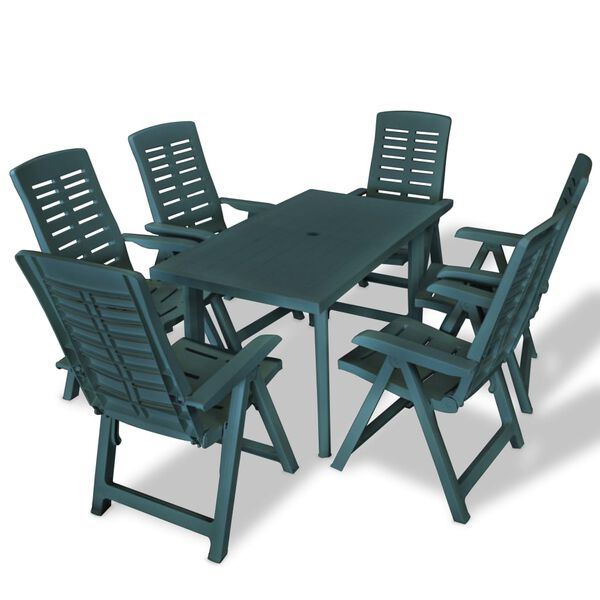 vidaXL Set da Pranzo da Giardino 7 pz in Plastica Verde