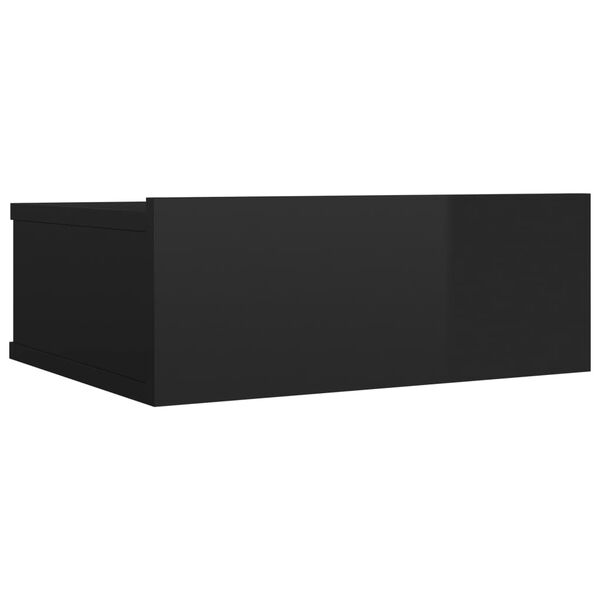 vidaXL Comodino Pensile Nero Lucido 40x30x15 cm in Legno Multistrato