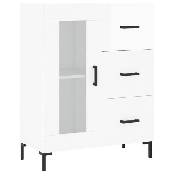 vidaXL Credenza 69,5x34x90 cm in Legno Multistrato Bianco Lucido