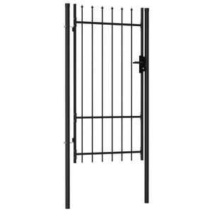vidaXL Cancello per recinzione BOXTEL porta singola con punta in acciaio 1x1,75 m Nero
