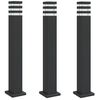 vidaXL Lampade da Terra per Esterni 3pz Nere 80 cm in Alluminio