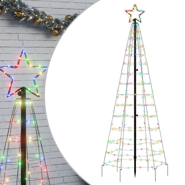 vidaXL Albero di Natale a LED con Punte 220 LED Colorato 180 cm