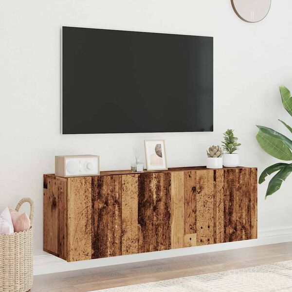 vidaXL Mobili TV a Parete 2pz Legno Antico 60x30x41 cm