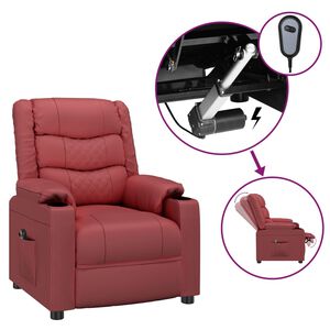 vidaXL Poltrona Reclinabile Elettrica Rosso Vino in Similpelle