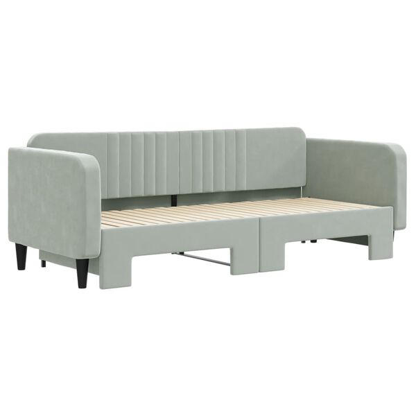 vidaXL Divano Letto con Letto Estraibile Grigio Chiaro 90x200 Velluto