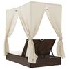 vidaXL Lettino Prendisole con Tetto e Tende Marrone in Polyrattan