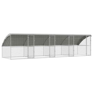 vidaXL Pollaio con 4 porte 4 pz Argento 800x200x200 cm Acciaio zincato