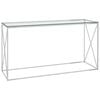 vidaXL Tavolino Laterale Argento 140x40x78 cm in Acciaio Inox e Vetro