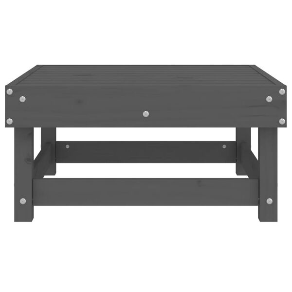 vidaXL Poggiapiedi da Giardino Grigio in Legno Massello di Pino