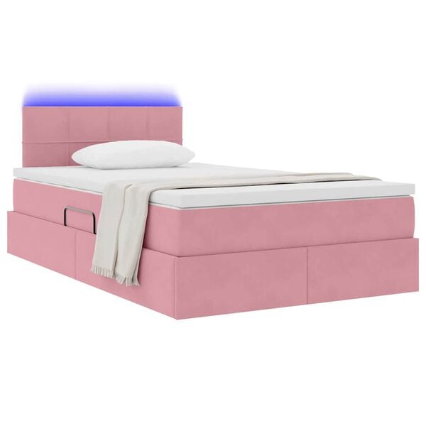 vidaXL Letto con contenitore e LED con led Rosa 120 x 200 cm Velluto