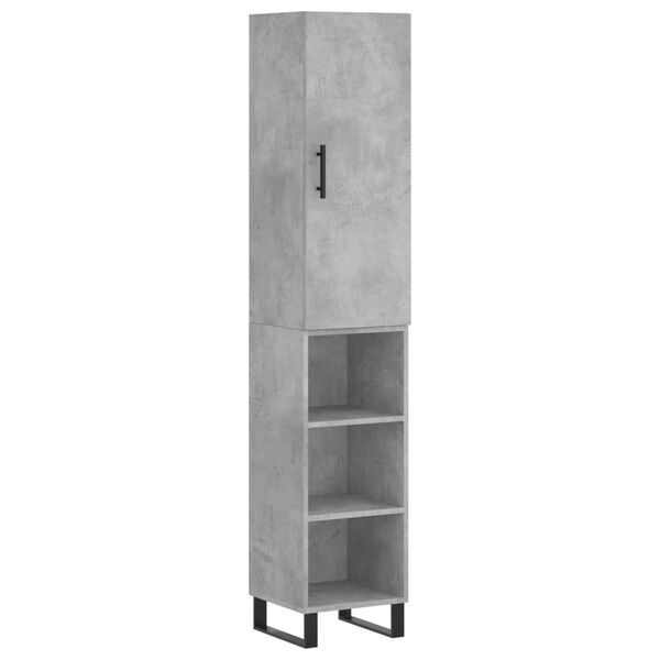 vidaXL Credenza Grigio Cemento 34,5x34x180 cm in Legno Multistrato