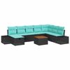 vidaXL Set Divano da Giardino 9 pz Nero Poly Rattan