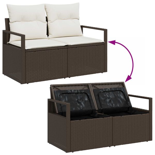 vidaXL Set Divano da Giardino 7 pcs Marrone e crema polyrattan