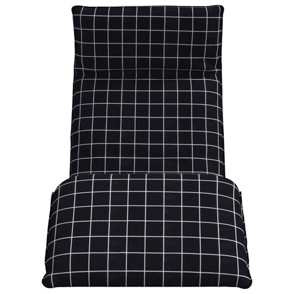 vidaXL Lettino Pieghevole Quadri Neri 175x54x8,5 cm in Tessuto Oxford