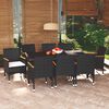 vidaXL Set Pranzo da Giardino 9 pz con Cuscini in Polyrattan Nero