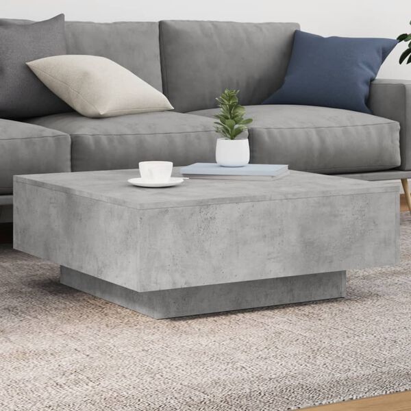 vidaXL Tavolino Salotto Grigio Cemento 80x80x31 cm Legno Multistrato