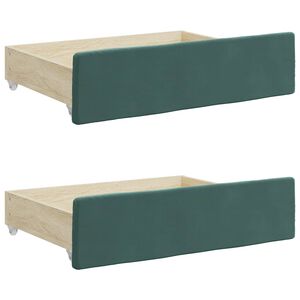 vidaXL Cassetti da Letto 2pz Verde Scuro Legno Multistrato e Velluto