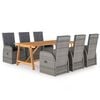 vidaXL Set da Pranzo da Giardino 7 pz Grigio