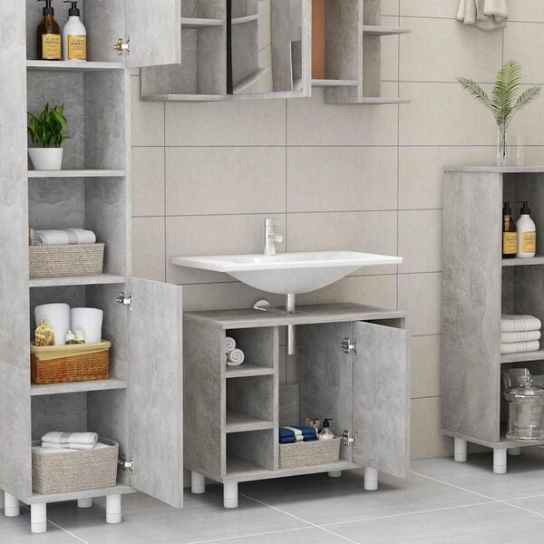 vidaXL Mobile da Bagno Grigio Cemento 60x32x53,5 cm Legno Multistrato