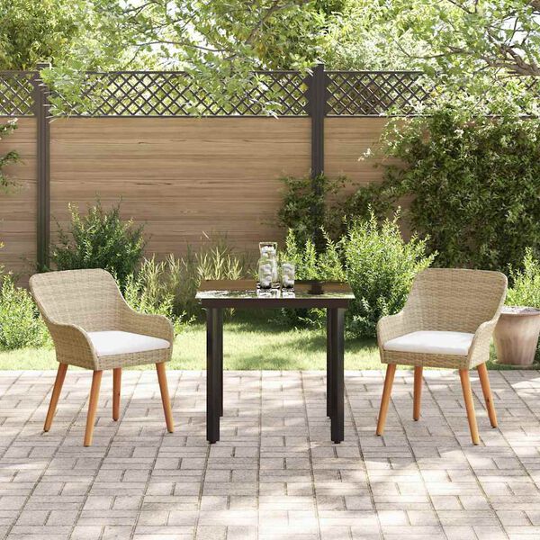 vidaXL Set da Pranzo per Giardino con cuscino 3 pcs Beige polyrattan