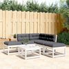 vidaXL Set Divani Giardino 5pz con Cuscini Bianco Legno Massello Pino