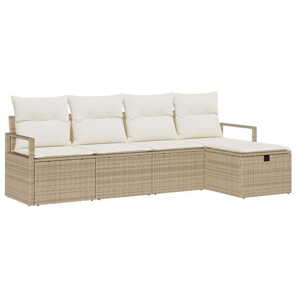 vidaXL Set di divani con cuscino 5 pcs Beige e Crema polyrattan