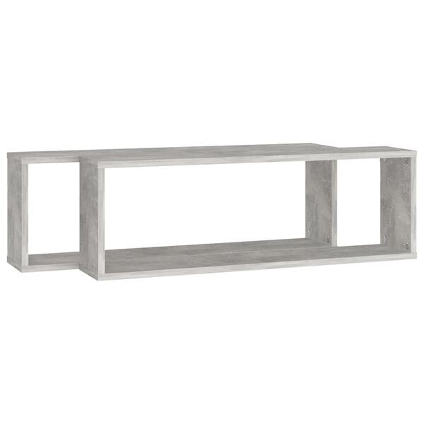vidaXL Mensole Parete Cubo 2pz Grigio Cemento 80x15x26,5cm Multistrato