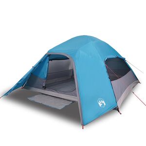 vidaXL Tenda da Campeggio a Cupola per 4 Persone Blu Impermeabile