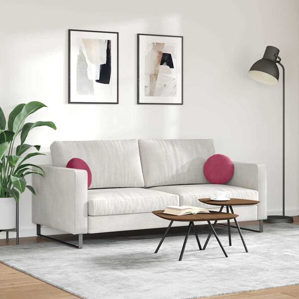 vidaXL Cuscini per Seduta 2 pcs Rosso Vino Ø 40 x 13 cm Velluto