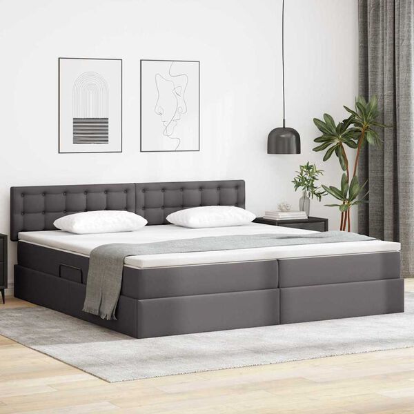 vidaXL Letto con contenitore e LED con led Grigio chiaro 200 x 200 cm