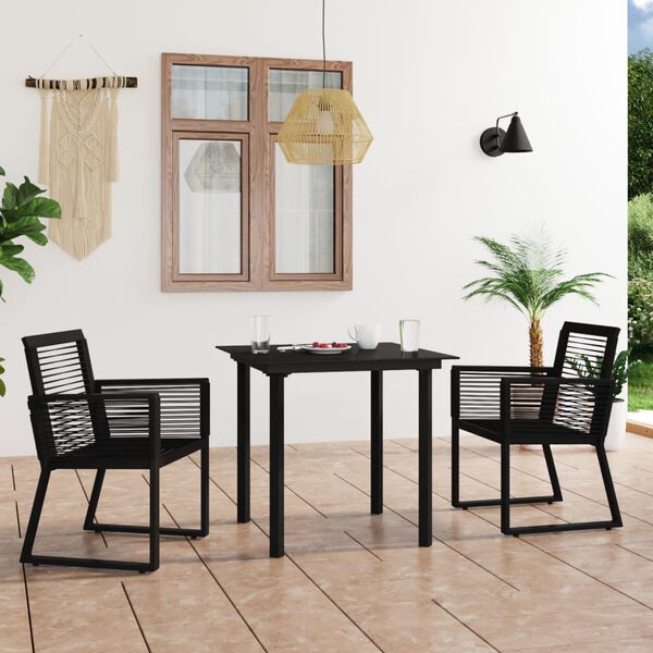 vidaXL Set da Pranzo da Giardino 3 pz in Rattan PVC Nero