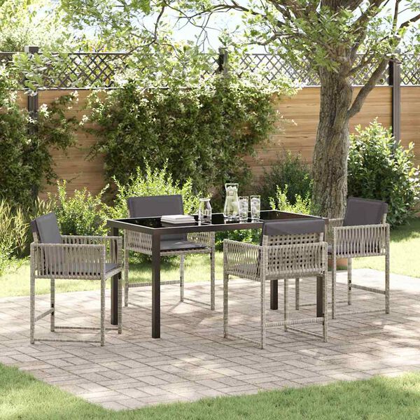 vidaXL Set da Pranzo per Giardino 5 pcs Grigio chiaro polyrattan