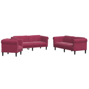 vidaXL Set di Divani 3 pz Rosso Vino in Velluto