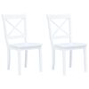 vidaXL Sedie da Pranzo 2 pz Bianche in Legno Massello di Hevea