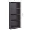 vidaXL Libreria 4 Ripiani Grigio Lucido 60x24x142 cm Legno Multistrato