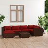 vidaXL Set Divani da Giardino 7 pz con Cuscini in Polyrattan Marrone