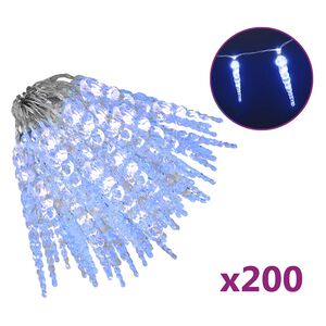 vidaXL Luce Natale a Ghiacciolo 200 LED Blu 20 m Acrilico PVC
