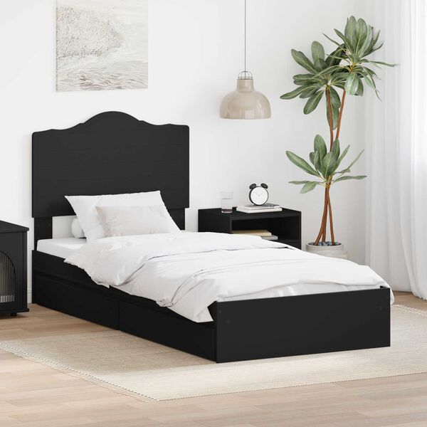 vidaXL Letto con Contenitore Nero 100 x 200 cm Legno multistrato