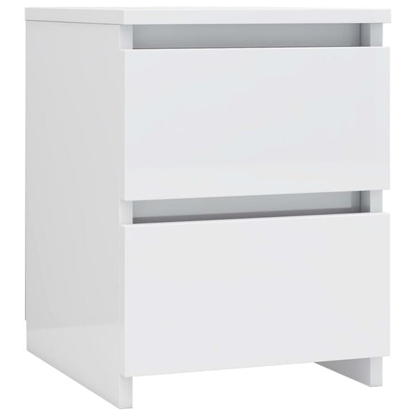 vidaXL Comodini 2pz Bianco Lucido 30x30x40 cm in Legno Multistrato