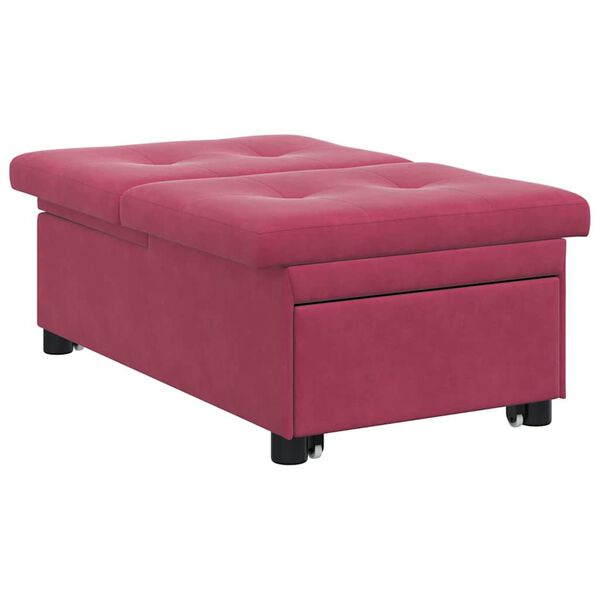 vidaXL Divano letto Rosso Vino 194 x 67 x 82 cm Velluto