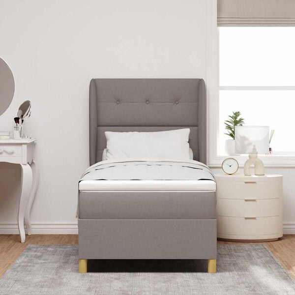 vidaXL Letto con molle e materasso Grigio Scuro 90x190 cm Tessuto
