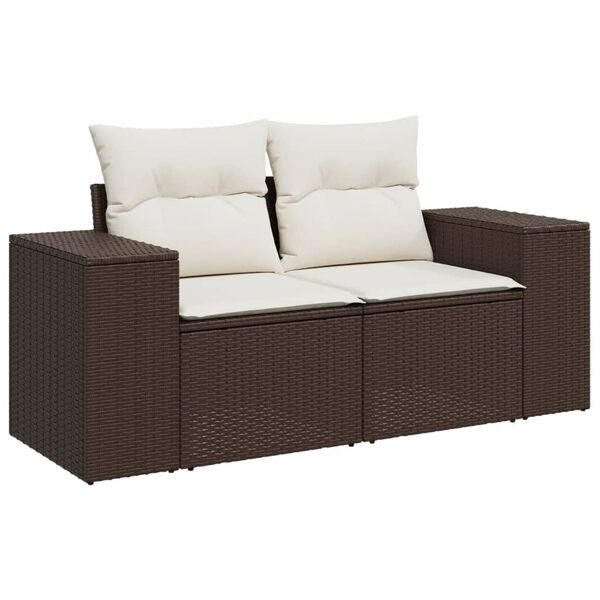 vidaXL Set Divano da Giardino 5 pz con Cuscini Marrone in Polyrattan
