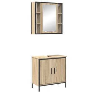 vidaXL Set di mobili per il bagno 2 pcs Marrone Legno multistrato