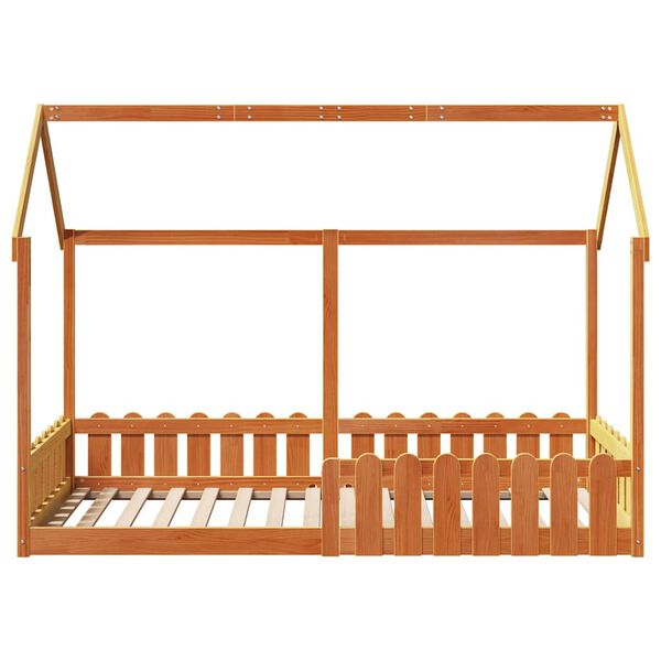 vidaXL Giroletto Casetta Bambini Marrone Cera 90x190 cm Massello Pino