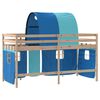 vidaXL Letto a Soppalco con Tunnel Bambini Blu 80x200cm Massello Pino