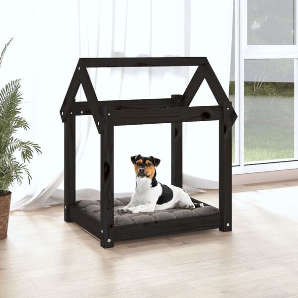 vidaXL Cuccia per Cani Nera 61x50x70 cm in Legno Massello di Pino