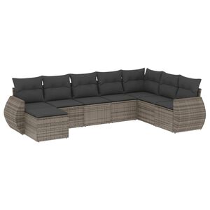vidaXL Set Divano da Giardino 8 pz con Cuscini Grigio in Polyrattan