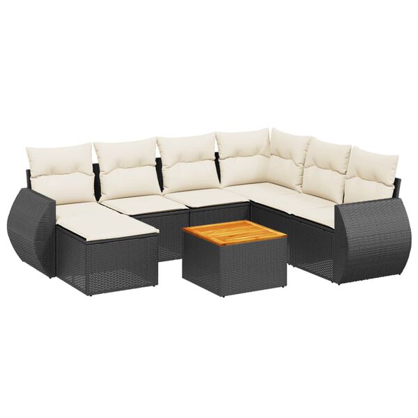 vidaXL Set Divani da Giardino con Cuscini 8 pz Nero in Polyrattan